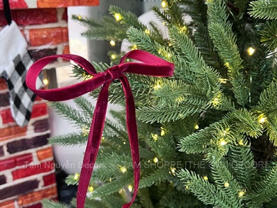 Nơ đỏ mini vải nhung xịn bản 1cm [Cute] PK-NO-06